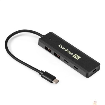 USB-концентраторы Exegate EX298169RUS USB-Хаб (концентратор) 4-в-1 ExeGate DUB-2C2P/10G (кабель-адаптер USB 3.2 Gen2 Type C --> 2xUSB3.2 Gen2 Type-A (10G)/2xUSB3.2 Gen2 Type-C (10G), SuperSpeed+ USB 10Gbps, Plug&Play, 
