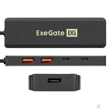 USB-концентраторы Exegate EX298169RUS USB-Хаб (концентратор) 4-в-1 ExeGate DUB-2C2P/10G (кабель-адаптер USB 3.2 Gen2 Type C --> 2xUSB3.2 Gen2 Type-A (10G)/2xUSB3.2 Gen2 Type-C (10G), SuperSpeed+ USB 10Gbps, Plug&Play, -1