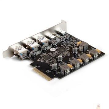 Контроллер Exegate EX298301RUS Контроллер ExeGate EXE-313-3A2C (PCI-E x4 v3.0, USB3.2 Gen2 3xType-A + 2xType-C ext., SuperSpeed+ скорость до 10 Гбит/с, разъем доп.питания, ASMedia Chipset ASM3142)-1