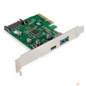 Контроллер Exegate EX298302RUS Контроллер ExeGate EXE-320-1A1C (PCI-E x4 v3.0, USB3.2 Gen2 1xType-A + 1xType-C ext., SuperSpeed+ скорость до 10 Гбит/с, разъем доп.питания, ASMedia Chipset ASM1142)