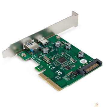 Контроллер Exegate EX298302RUS Контроллер ExeGate EXE-320-1A1C (PCI-E x4 v3.0, USB3.2 Gen2 1xType-A + 1xType-C ext., SuperSpeed+ скорость до 10 Гбит/с, разъем доп.питания, ASMedia Chipset ASM1142)-1
