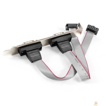 Контроллер Exegate EX298292RUS Планка портов в корпус 2xCOM ExeGate BrctDB92 (Com 10-pin (F) --> 2 x RS232 DB9 Male, кабель 20см)-1