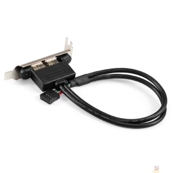Контроллер Exegate EX298293RUS Планка портов в корпус 2xUSB2.0 ExeGate BrctUSB2-2A-LP (USB 2.0 9pin (IDC 9pin F) --> 2x USB 2.0 Af, кабель 20см, Low Profile)-1