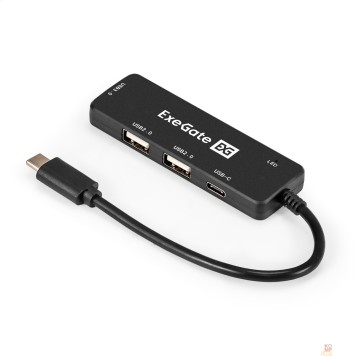 USB-концентраторы Exegate EX299789RUS USB-Хаб (концентратор) 4-в-1 ExeGate DUB-211C (кабель-адаптер USB3.0 Type-C --> 2xUSB2.0, 1xUSB3.0 (5GB/s), Type-C (DATA), Plug&Play, черный)