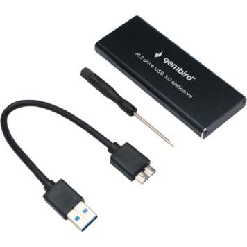 Контейнер для HDD Gembird EEM2-SATA-1 Внешний корпус USB 3.0 для M2 SATA порт MicroB, металл, черный-2
