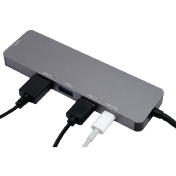 Контроллер Gembird Док-станция Type-C 5в1: 3xUSB3.1, PD100W, HDMI, кабель 17см, алюминий (UHB-D1)-1