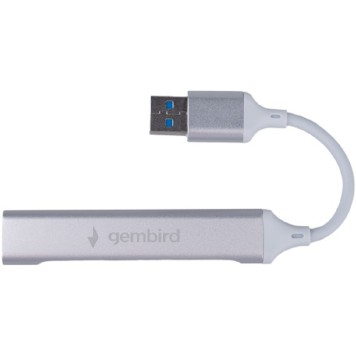 Контроллер Gembird Разветвитель USB3.0/2.0, USB3.0, 3xUSB2.0, кабель USB 10см, серебристый металл, пакет (UHB-C206)-2