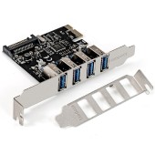 USB-концентраторы Exegate EX283716RUS Контроллер EXE-314 PCI-E 2.0, 4*USB3.0 ext, разъем доп.питания (OEM)