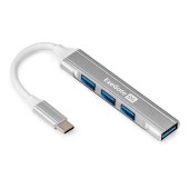 USB-концентраторы Exegate EX298168RUS USB-Хаб (концентратор) 4-в-1 ExeGate DUB-3213C (кабель-адаптер USB3.0 Type-C --> 3xUSB2.0, 1xUSB3.0, Plug&Play, Серебристый)