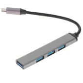 Контроллер ORIENT CU-323, Type-C USB 3.0 (USB 3.1 Gen1)/USB 2.0 HUB 4 порта: 1xUSB3.0 + 3xUSB2.0, USB штекер тип С, алюминиевый корпус, серебристый (31235)
