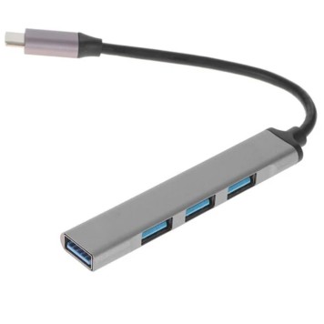 Контроллер ORIENT CU-323, Type-C USB 3.0 (USB 3.1 Gen1)/USB 2.0 HUB 4 порта: 1xUSB3.0 + 3xUSB2.0, USB штекер тип С, алюминиевый корпус, серебристый (31235)