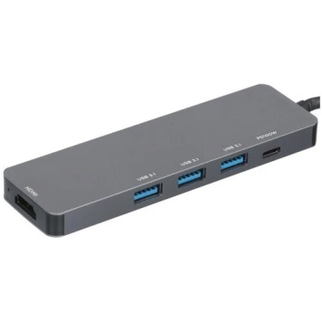 Контроллер Gembird Док-станция Type-C 5в1: 3xUSB3.1, PD100W, HDMI, кабель 17см, алюминий (UHB-D1)-2