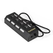 USB-концентраторы Exegate EX293977RUS USB-Хаб (концентратор) ExeGate DUB-42SW (кабель-адаптер USB2.0 --> 4xUSB2.0, кнопки включения/отключения для каждого порта, Plug&Play, черный)