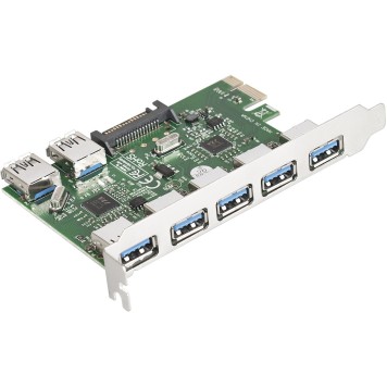 USB-концентраторы Exegate EX283717RUS Контроллер EXE-317 PCI-E 2.0, 5*USB3.0 ext + 2*USB3.0 int, разъем доп.питания (OEM)