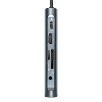 USB-концентраторы Exegate EX293985RUS Док-станция ExeGate DUB-31C/MAX (кабель-адаптер USB Type-C --> 3xUSB3.0 + Card Reader + PD 100W + HDMI 4K@30Hz + VGA + Audio + Lan RJ45 10/100/1000Mb, Plug&Play, серый)-2