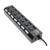 USB-концентраторы 5bites HB27-203PBK Концентратор 7*USB2.0 / БП 5В-2А / 1M / BLACK