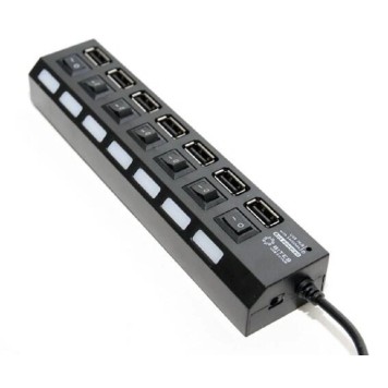 USB-концентраторы 5bites HB27-203PBK Концентратор 7*USB2.0 / БП 5В-2А / 1M / BLACK