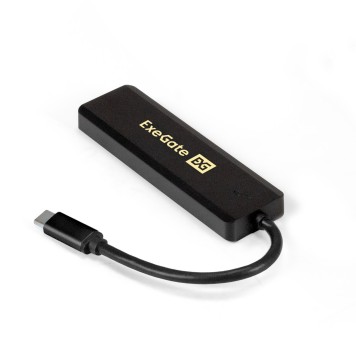 USB-концентраторы Exegate EX293986RUS USB-Хаб (концентратор) ExeGate DUB-4CP/1 (кабель-адаптер USB Type C --> 4xUSB3.0, Plug&Play, черный)-1