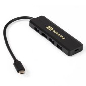 USB-концентраторы Exegate EX293986RUS USB-Хаб (концентратор) ExeGate DUB-4CP/1 (кабель-адаптер USB Type C --> 4xUSB3.0, Plug&Play, черный)