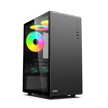 Корпус CBR Корпус mATX Minitower V500, без БП, 1*USB 3.0, 2*USB 2.0, HD Audio+Mic, закаленное стекло, Black PCC-MATX-V500-WPSU