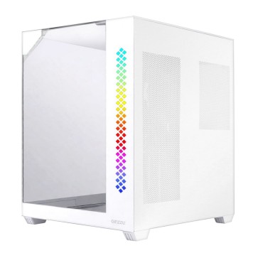 корпус Ginzzu V440 RGB подсветка, закаленное стекло 1*USB 3.0,1*USB 2.0, AU Белый mATX-2