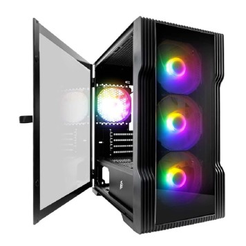 Корпус 1STPLAYER Корпус TRILOBITE T3-G Black / mATX, TG / 4x 120mm LED fans inc. / T3-G-BK-4F1