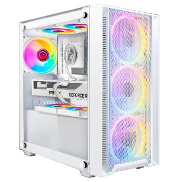 корпус Ginzzu CL640 mATX FAN 4*12FRGB  передняя панель Сетка Белый