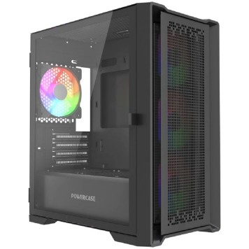 Корпус Powercase ByteFlow Micro Black LE, Tempered Glass, 4х 120mm ARGB PWM fans, чёрный, mATX без встроенного хаба (CAMBFB-A4-LE)