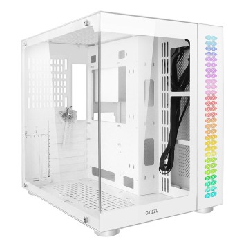 корпус Ginzzu V580 RGB подсветка, закаленное стекло 1*USB 3.0,1*USB 2.0, AU Белый ATX