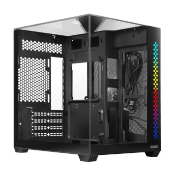 корпус Ginzzu V340 RGB подсветка, закаленное стекло 1*USB 3.0,1*USB 2.0, AU Белый mATX