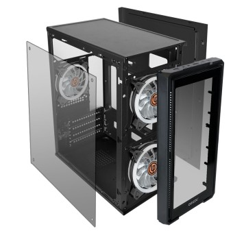 корпус Ginzzu B175  2*USB 2.0,AU передняя и боковая панель стекло-1