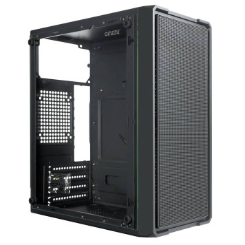 корпус Ginzzu B171  2*USB 2.0,AU боковая панель стекло передняя сетка