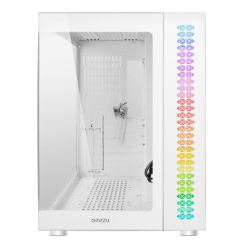 корпус Ginzzu V580 RGB подсветка, закаленное стекло 1*USB 3.0,1*USB 2.0, AU Белый ATX-1