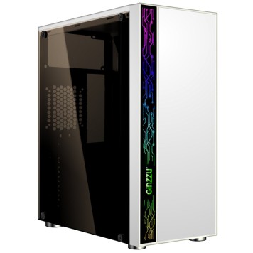 корпус Ginzzu A390  White Window RGB подсветка 1*USB 3.0, 2*USB 2.0, AU