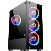 Корпус 1STPLAYER V2-A-4R1 Корпус FIRE DANCING V2-A / ATX, tempered glass / 4x 120mm LED fans inc. / V2-A-4R1
