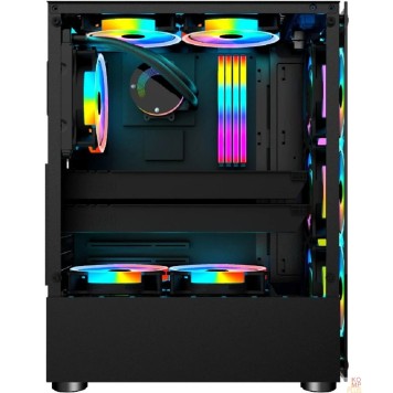 Корпус 1STPLAYER V2-A-4R1 Корпус FIRE DANCING V2-A / ATX, tempered glass / 4x 120mm LED fans inc. / V2-A-4R1-2