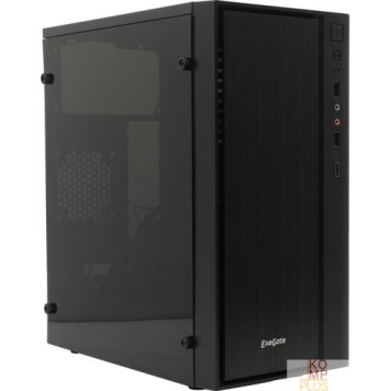 Корпуса Exegate EX283754RUS Корпус Minitower ExeGate mEVO-9301-RGB (mATX, без БП, с окном, 2*USB+1*USB3.0, HD аудио, черный с RGB подсветкой)