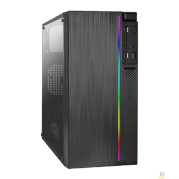 Корпуса Exegate EX283752RUS Корпус Minitower ExeGate mEVO-9301-RGB-600W-12 (mATX, БП 600NPX с вент. 12см, с окном, 2*USB+1*USB3.0, HD аудио, черный с RGB подсветкой)-1