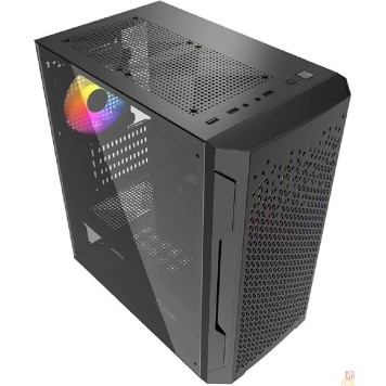 Корпус Powercase CMIMZB-L3 Корпус Mistral Micro Z3B Mesh LED, Tempered Glass, 2x 140mm + 1х 120mm 5-color fan, чёрный, mATX  (CMIMZB-L3)-1