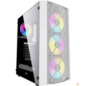 Корпус Powercase CMRMW-L4 Корпус Rhombus X4 White, Tempered Glass, Mesh, 4x 120mm 5-color LED fan, белый, ATX  (CMRMW-L4)