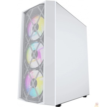 Корпус Powercase CMRMW-L4 Корпус Rhombus X4 White, Tempered Glass, Mesh, 4x 120mm 5-color LED fan, белый, ATX  (CMRMW-L4)-1