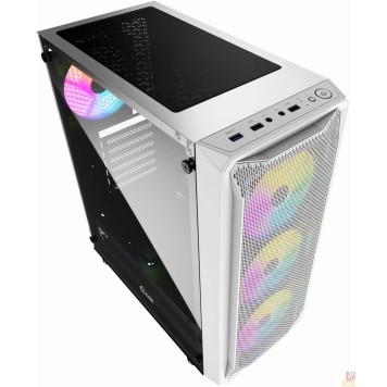 Корпус Powercase CMIZW-L4 Mistral Z4 White, Tempered Glass, Mesh, 4x 120mm 5-color LED fan, белый, ATX-1