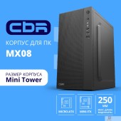 Корпус CBR Корпус mATX Minitower MX08, без БП, 2*USB 2.0, HD Audio+Mic, Black PCC-MATX-MX08-WPSU