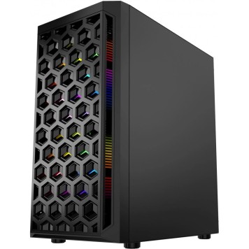 Корпус Powercase CMIMTB-L3 Корпус Mistral Micro T3B, Tempered Glass, Mesh, 2x 140mm + 1х 120mm 5-color fan, чёрный, mATX  (CMIMTB-L3)-1