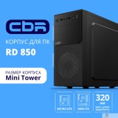 Корпус CBR Корпус mATX Minitower RD850, c БП PSU-ATX450-12EC (450W/120mm), 1*USB 3.0, 2*USB 2.0, HD Audio+Mic, кабель питания 1.2м, Black PCC-MATX-RD850-450W