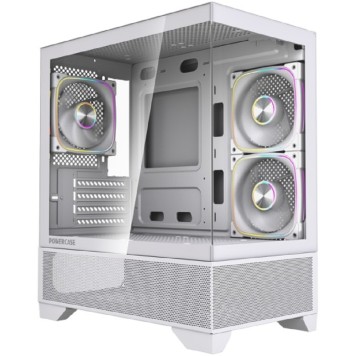 Корпус Powercase Корпус Vision Micro M4W, Tempered Glass, Type-C, 3x 120mm ARGB PWM Fan, белый, mATX  (CVMM4W-A3)