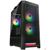 Корпуса Cougar Airface RGB Black, 2х140мм + 1x120mm ARGB Fan, ARGB Fan Hub, без БП, черный, ATX