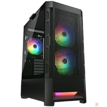 Корпуса Cougar Airface RGB Black, 2х140мм + 1x120mm ARGB Fan, ARGB Fan Hub, без БП, черный, ATX