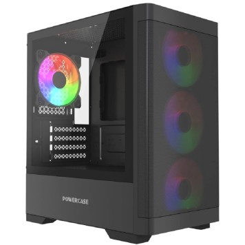 Корпус Powercase Корпус Mistral Micro A13B, Tempered Glass, 4x120mm FRGB fan, чёрный, mATX  (CMMA13B-L4)