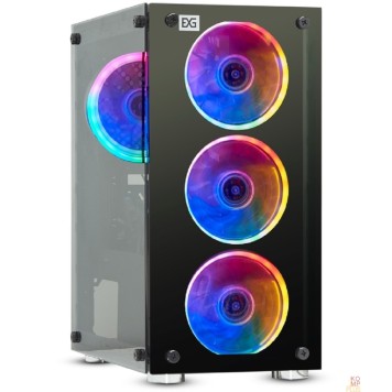 Корпуса ExegateEX294382RUS Корпус Minitower ExeGate Mistery X2 (mATX, без БП, 2*USB+1*USB3.0, аудио, черный, 4 вент. 12см с RGB подсветкой, боковая панель - закаленное стекло)